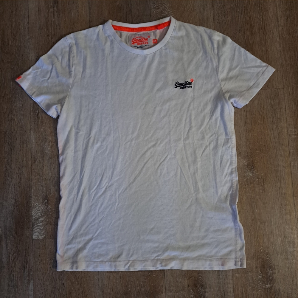Superdry Men’s White Crew Neck Logo T-Shirt Size Medium